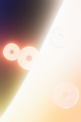  3D render of warm glowing transparent discs in soft light