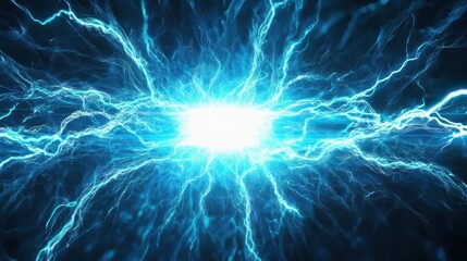 Obraz premium Creative dynamic blue neuron plasma energy laser. Futuristic virtual technology background, digitally generated image. 3D Rendering