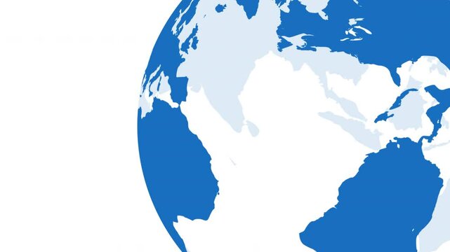 Big blue globe mockup on white background with copy space, seamless loop orbital rotation