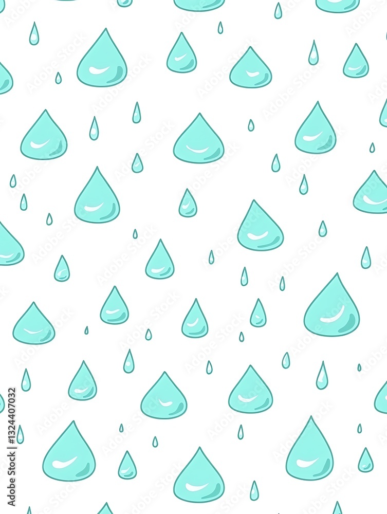 Poster delicate blue raindrops creating a calming and refreshing backdrop