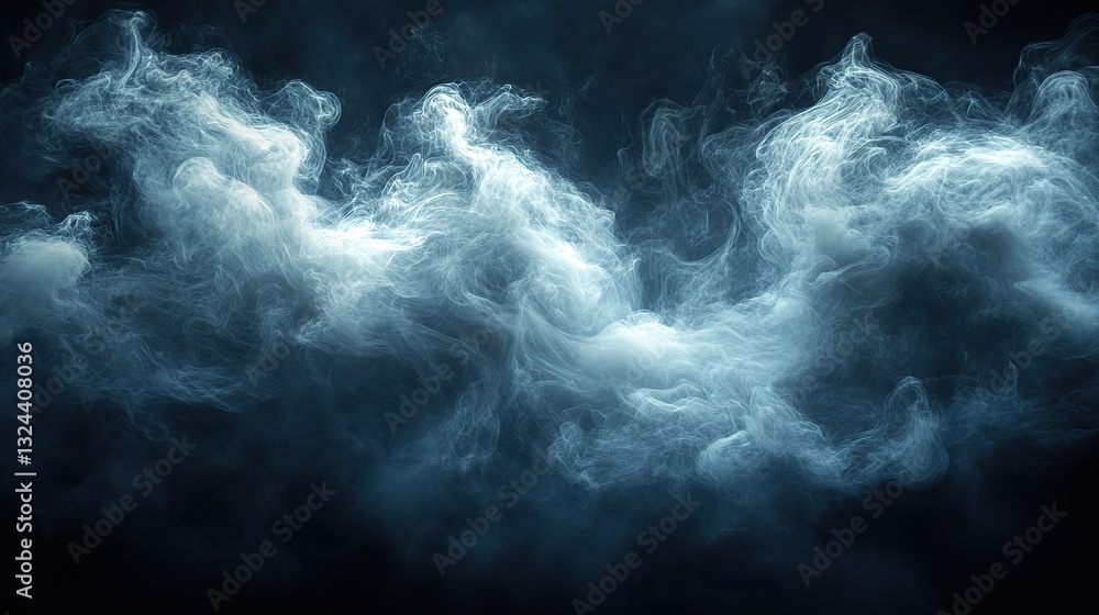 Wall mural dark smoke cloud floats and swirls on light, creating abstract shapes for backgrounds related to fir