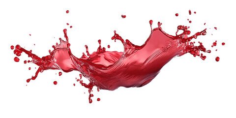Red wine splash on transparent background, cutout, PNG format.