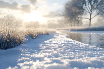 The snow-white fields under the sunshine