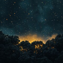 Fototapeta premium Majestic night sky filled with countless stars twinkling brightly over a quiet landscape
