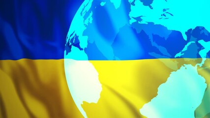 Big blue globe mockup on white background with copy space, seamless loop orbital rotation - Powered by Adobe