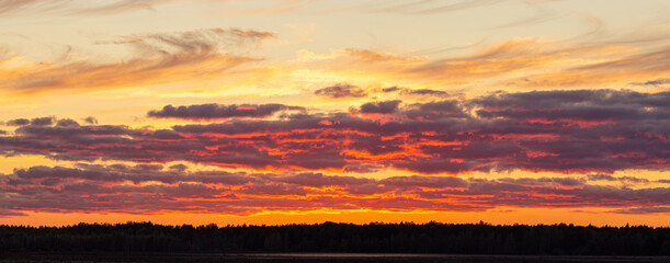 Beautiful and bright sunset, warm and spacious