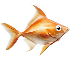 Obraz premium A vibrant goldfish swimming gracefully in a clear bowl capturing its natural beauty and serenity in an aquatic environment isolated on a white background.