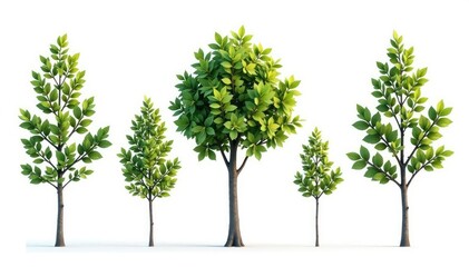 Isolated tree branches in different shapes and sizes against a bright and clean white background, isolated, tree, minimalism