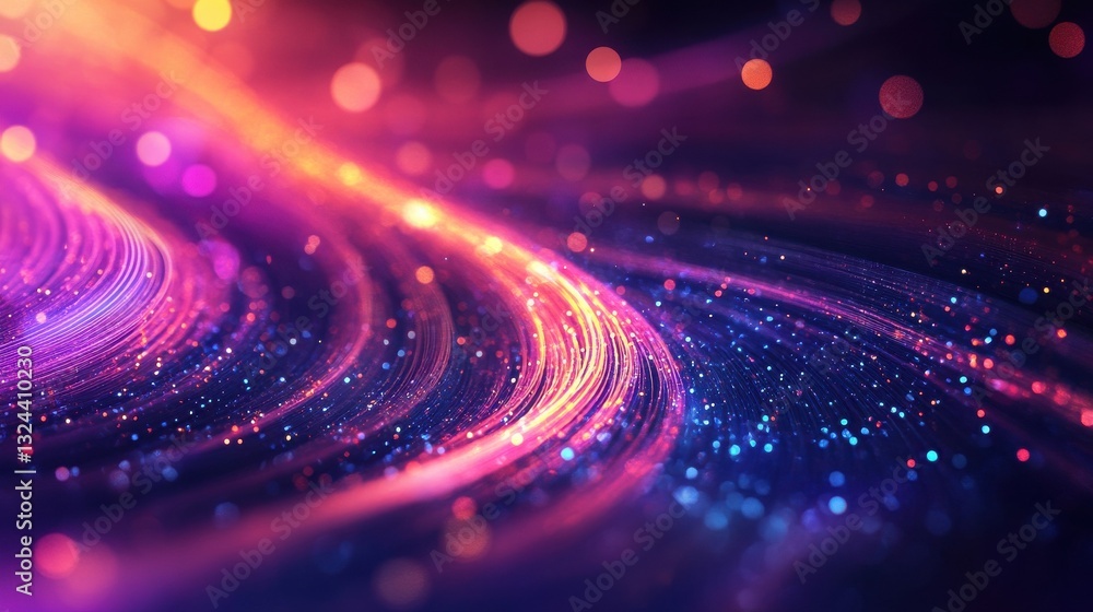 Poster glowing lines background. abstract geometric modern lines. particles dynamic line flow. glittering d