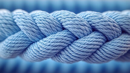 Blue braided rope close-up, textured background, nautical theme, design element