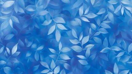 Fototapeta premium Serene blue background with lush green leaves, a tranquil natural image