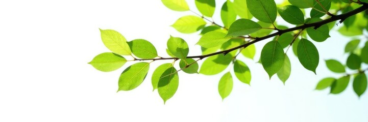 Isolated tree branch with leaves on white background, tree, landscape