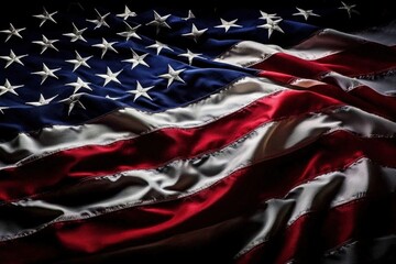 Artistic representation of the United States flag in a square format.