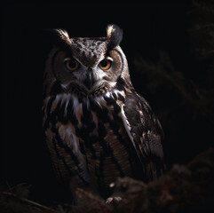 Obraz premium an owl on the dark background