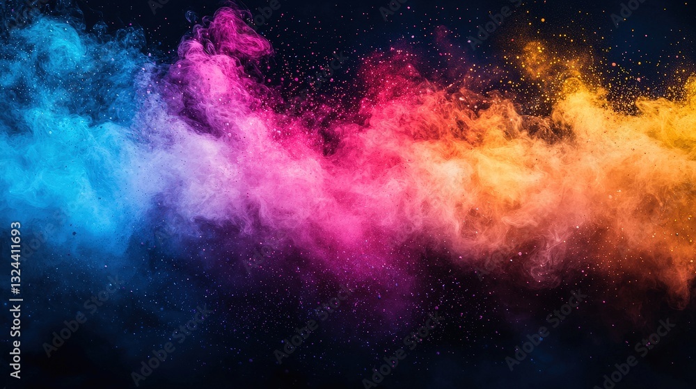 Aufkleber colorful powder explosion creating a vibrant display of hues in a fun and dynamic setting