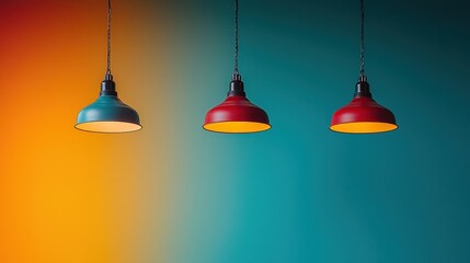 Obraz premium Three stylish lamps hanging from an elegant ceiling providing soft light and modern decor
