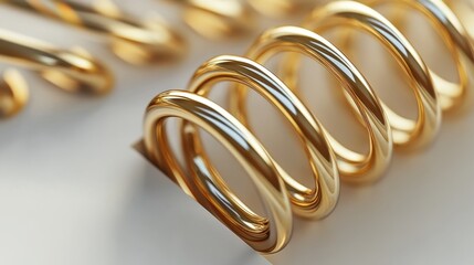 Naklejka premium Golden Spiral Spring Coil on a Smooth Surface for Decorative Use