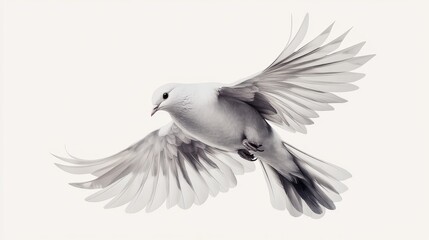 Obraz premium Elegant White Bird Gliding Gracefully Through the Air with Outstretched Wings in Soft Natural Light