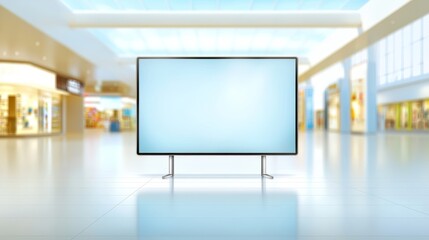 Blank billboard opportunity in busy shopping mall, prime advertising space