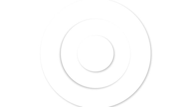 Abstract white circles with soft shadow. Seamless loop 3d clean embossed background. Pure basic animated cover for business presentation. White elegant modern and minimal background.