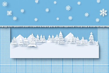 Winter wonderland scenic landscape background, snowy trees and snowflakes