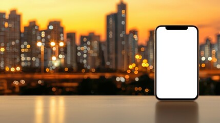 Sleek white smartphone on a wooden table, modern communication essential 