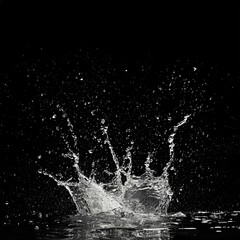 Obraz premium Dynamic water splash freezing in motion against a dramatically dark black background