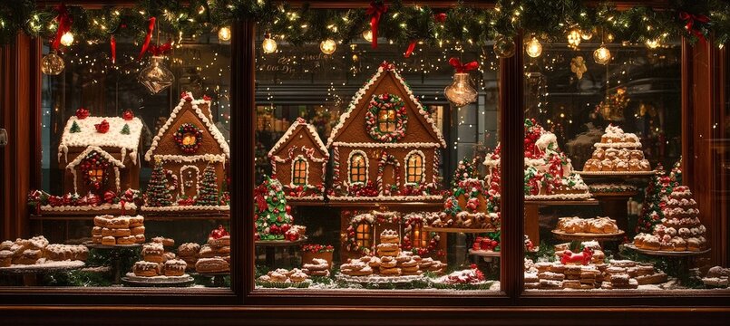 The festive allure of Christmas cookies adorns the bakery showcase.