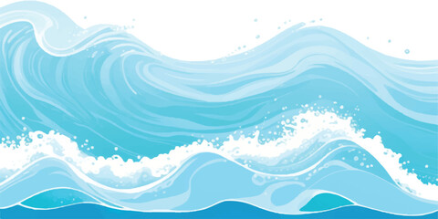 Tranquil Water Wave Background Featuring a Beautiful Watercolor Texture in Soft Shades of Blue and Green, Perfect for Elegant and Calm Ocean-Themed Visual Design Work.
