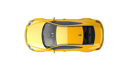 Fototapeta premium Yellow modern generic sports car seen from above on transparent background