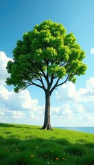 Obraz premium Tree with its branches stretching towards a distant horizon, distance, solitary, leafy