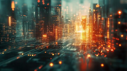 Naklejka premium Digital circuit microchip on abstract background. Computing and technology concept. 3D Rendering