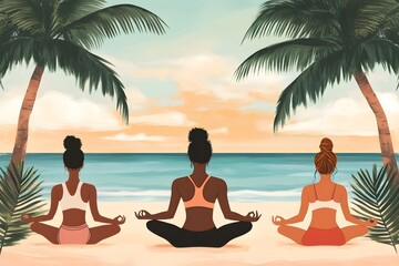 Fototapeta premium Relaxation experience of body and mind in vacation yoga classes