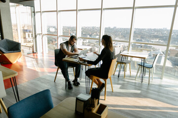 office workers doing brainstorming