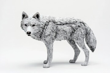 Fototapeta premium Artistic brush-painted rubber wolf with black eyesisolated on a white