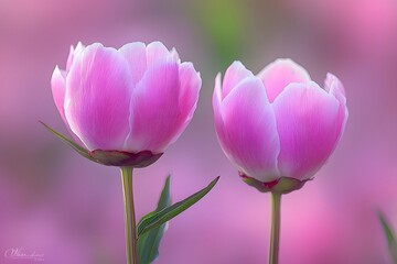 Fototapeta premium Peonies swaying in the spring sunshine