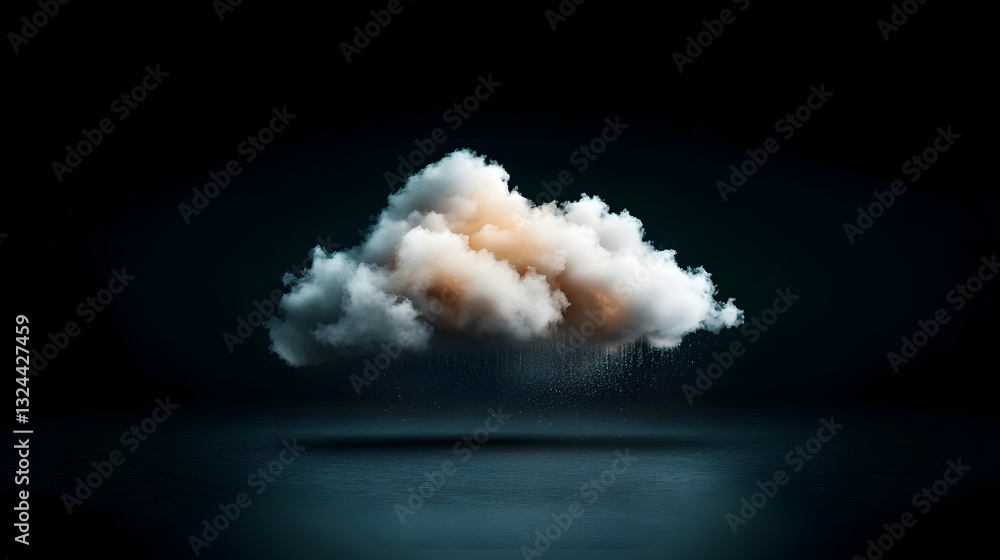 Aufkleber wispy white clouds gently raining against a serene black backdrop creating an ethereal and dreamlike