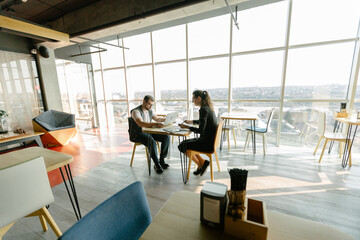 office workers doing brainstorming