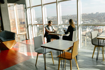Office workers working together