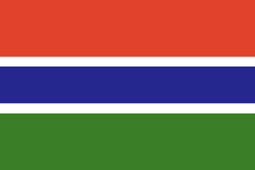 Gambia flag. Official colors and proportions. National Gambia flag.