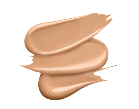 Creamy foundation smeared on white background