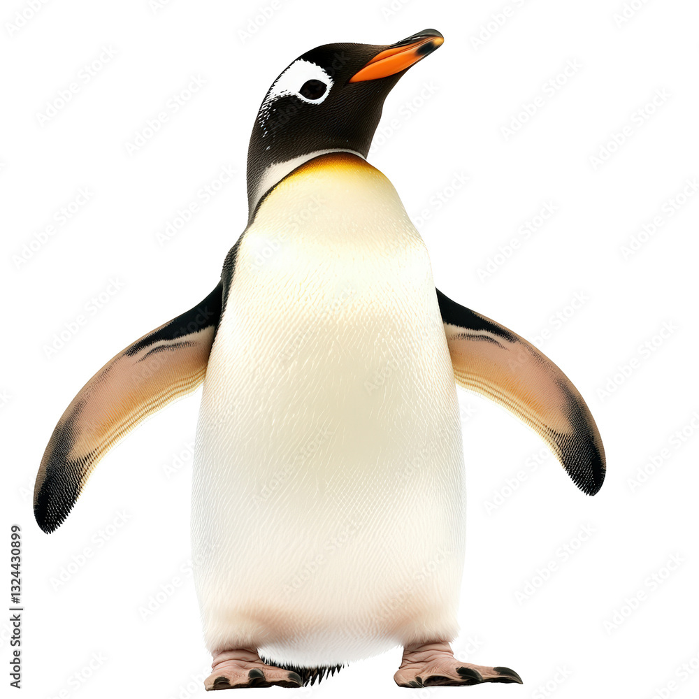 Poster adorable penguin standing on ice with its fluffy feathers and curious expression captivating all who