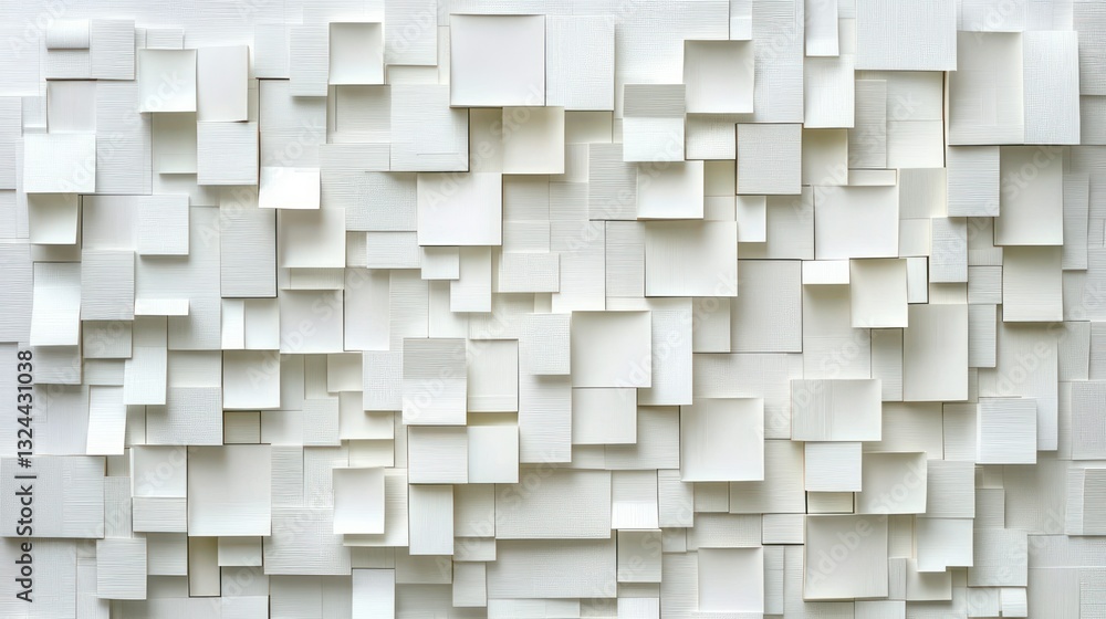 Poster white geometric pattern. square blocks create an abstract three-dimensional relief