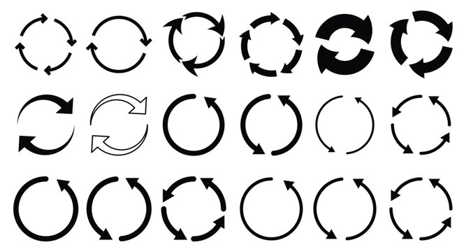 Recycling Arrows Icons Set, Circular Arrows, Rotation Symbols