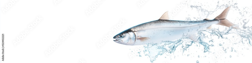 Poster a fish is swimming in the water with its tail flapping. the water is splashing and the fish is creat