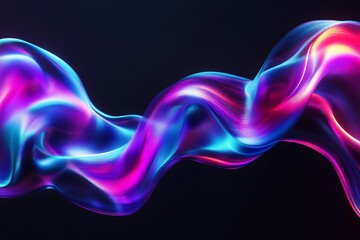 Fototapeta premium 3D Holographic Neon Wave – Iridescent Fluid Motion on Black Background