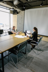 Office workers working together