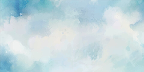 A Peaceful and Calming Watercolor Illustration of a Soft Blue Sky with Subtle, Fluffy Clouds, Offering a Relaxing and Tranquil Vibe, Ideal for Enhancing Any Space with a Touch of Soft Elegance.
