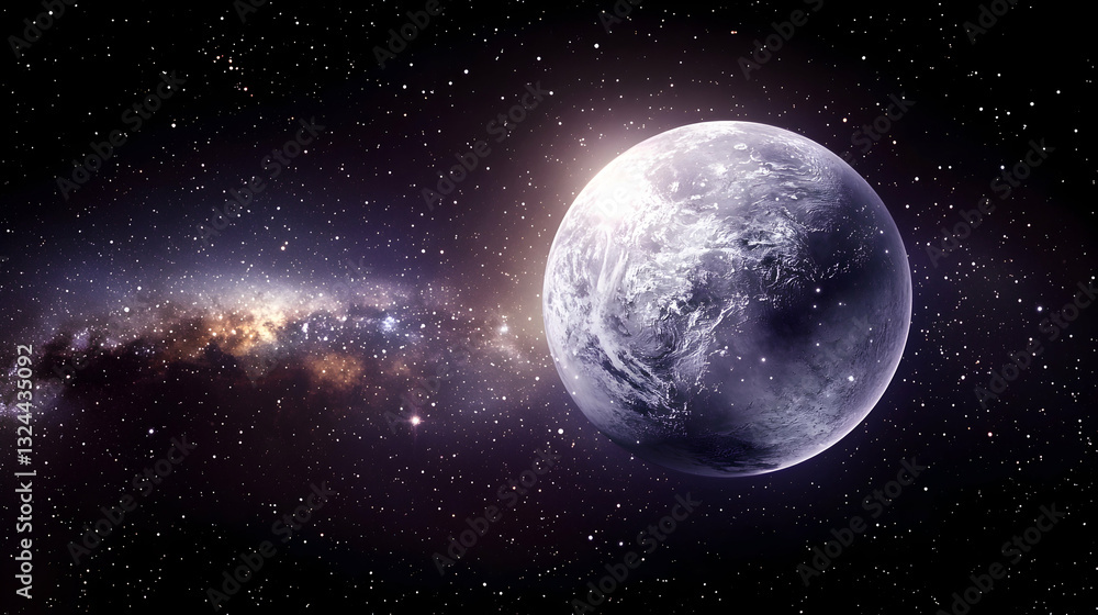 Poster an isolated celestial sphere orbits inside the distant cosmic expanse of space