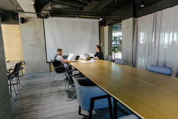 Office workers working together